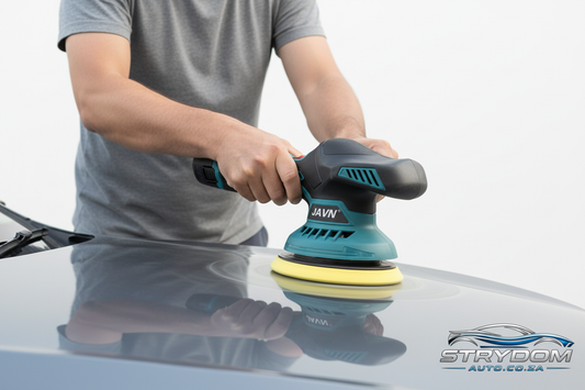 Person using JAVN polisher